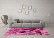 Machine Washable Oriental Pink Industrial Rug in a Living Room, wshurb1457pnk