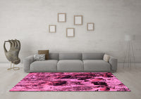 Machine Washable Oriental Pink Industrial Rug, wshurb1457pnk