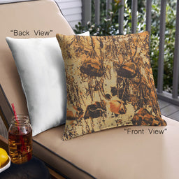 Front View of Mid-Century Modern Urban Square Vermilion Red Throw Pillow, 18 inch by 18 inch, pwurb1457