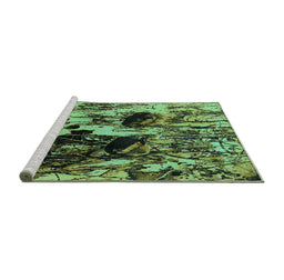 Sideview of Machine Washable Oriental Turquoise Industrial Area Rugs, wshurb1457turq