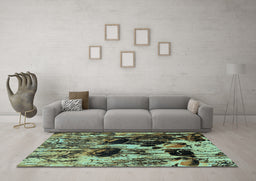 Machine Washable Oriental Light Blue Industrial Rug in a Living Room, wshurb1457lblu