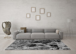 Machine Washable Oriental Gray Industrial Rug in a Living Room,, wshurb1457gry