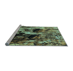 Sideview of Machine Washable Oriental Light Blue Industrial Rug, wshurb1457lblu