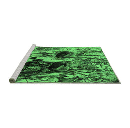 Sideview of Machine Washable Oriental Emerald Green Industrial Area Rugs, wshurb1457emgrn