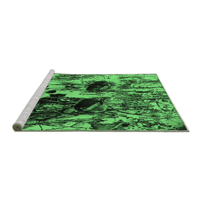 Sideview of Machine Washable Oriental Emerald Green Industrial Area Rugs, wshurb1457emgrn