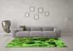 Machine Washable Oriental Green Industrial Area Rugs in a Living Room,, wshurb1457grn