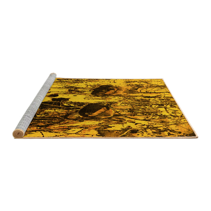 Sideview of Machine Washable Oriental Yellow Industrial Rug, wshurb1457yw