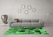 Machine Washable Oriental Emerald Green Industrial Area Rugs in a Living Room,, wshurb1457emgrn