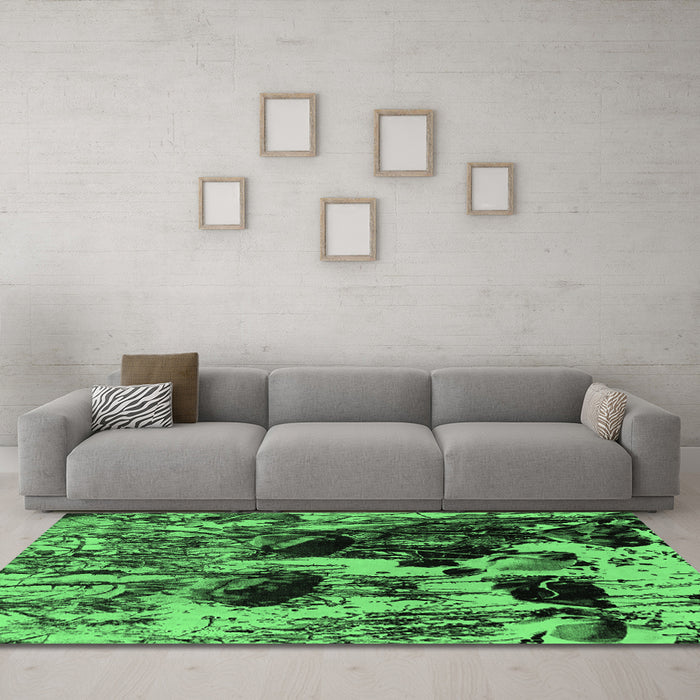 Machine Washable Oriental Emerald Green Industrial Area Rugs in a Living Room,, wshurb1457emgrn