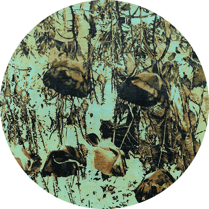 Round Oriental Light Blue Industrial Rug, urb1457lblu