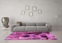 Machine Washable Oriental Purple Industrial Area Rugs in a Living Room, wshurb1457pur