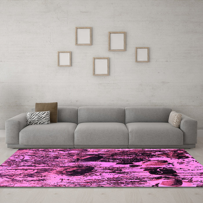 Machine Washable Oriental Purple Industrial Area Rugs in a Living Room, wshurb1457pur