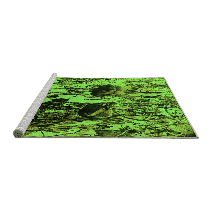 Sideview of Machine Washable Oriental Green Industrial Area Rugs, wshurb1457grn