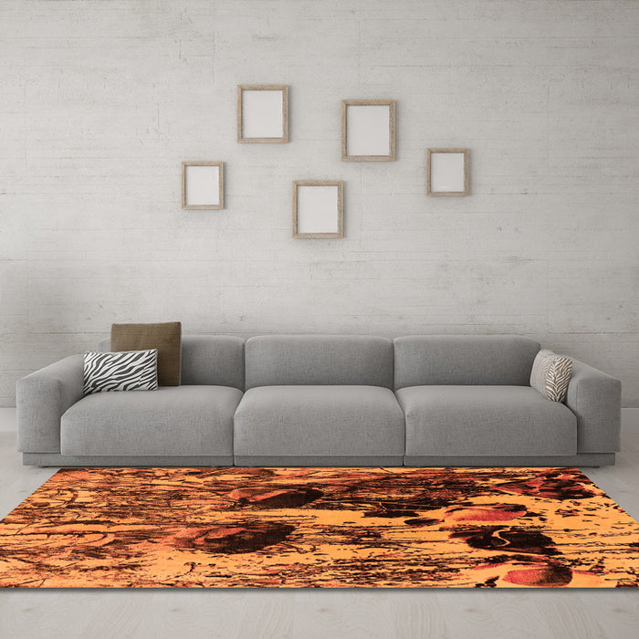 Machine Washable Oriental Orange Industrial Area Rugs in a Living Room, wshurb1457org