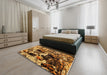 Mid-Century Modern Red Oriental Rug in a Bedroom, urb1457