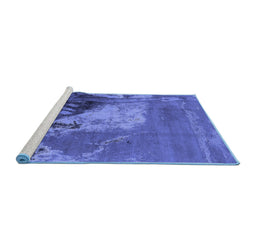 Sideview of Machine Washable Oriental Blue Industrial Rug, wshurb1458blu