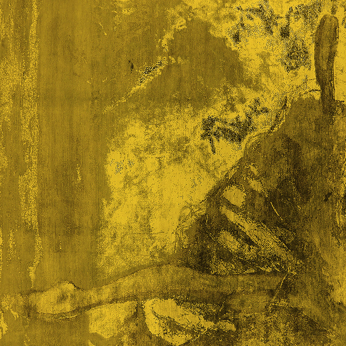 Square Oriental Yellow Industrial Rug, urb1458yw