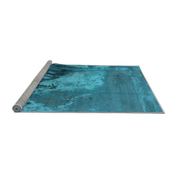 Sideview of Machine Washable Oriental Light Blue Industrial Rug, wshurb1458lblu