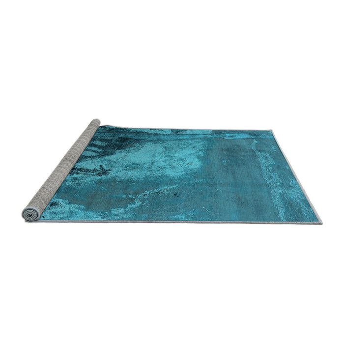 Sideview of Machine Washable Oriental Light Blue Industrial Rug, wshurb1458lblu