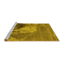 Sideview of Machine Washable Oriental Yellow Industrial Rug, wshurb1458yw