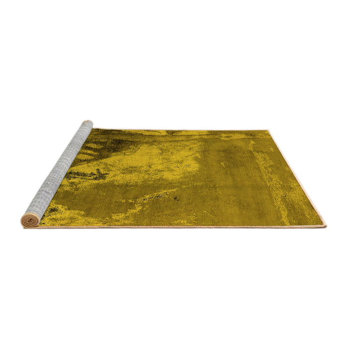 Sideview of Machine Washable Oriental Yellow Industrial Rug, wshurb1458yw