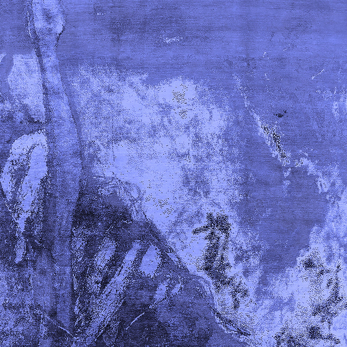 Machine Washable Oriental Blue Industrial Rug, wshurb1458blu