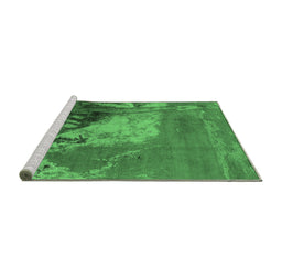 Sideview of Machine Washable Oriental Emerald Green Industrial Area Rugs, wshurb1458emgrn