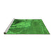 Sideview of Machine Washable Oriental Green Industrial Area Rugs, wshurb1458grn