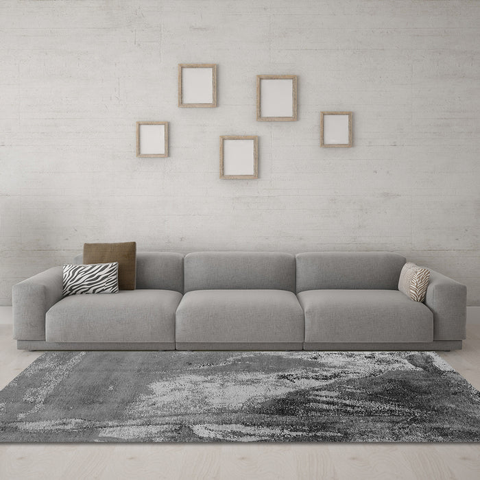 Machine Washable Oriental Gray Industrial Rug in a Living Room,, wshurb1458gry