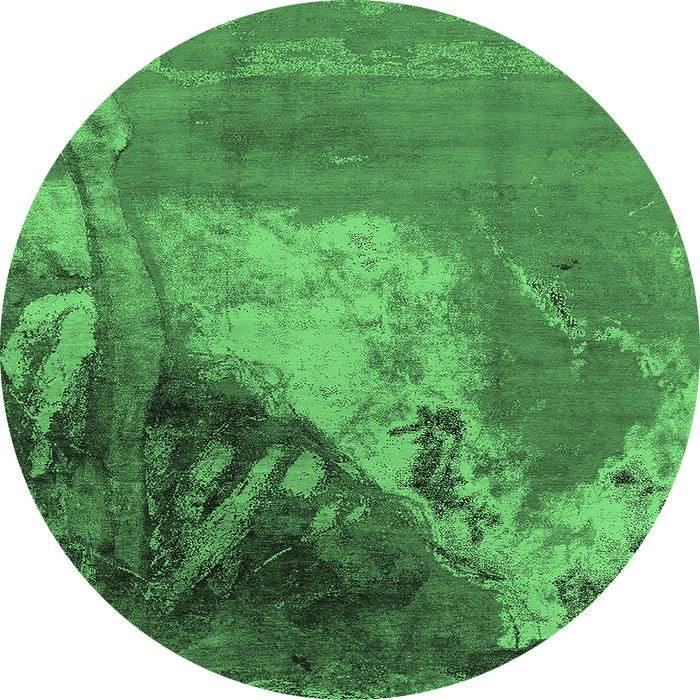 Round Oriental Emerald Green Industrial Rug, urb1458emgrn