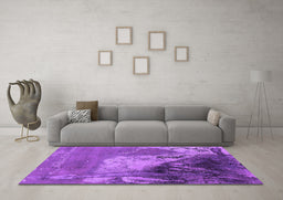Machine Washable Oriental Purple Industrial Area Rugs in a Living Room, wshurb1458pur