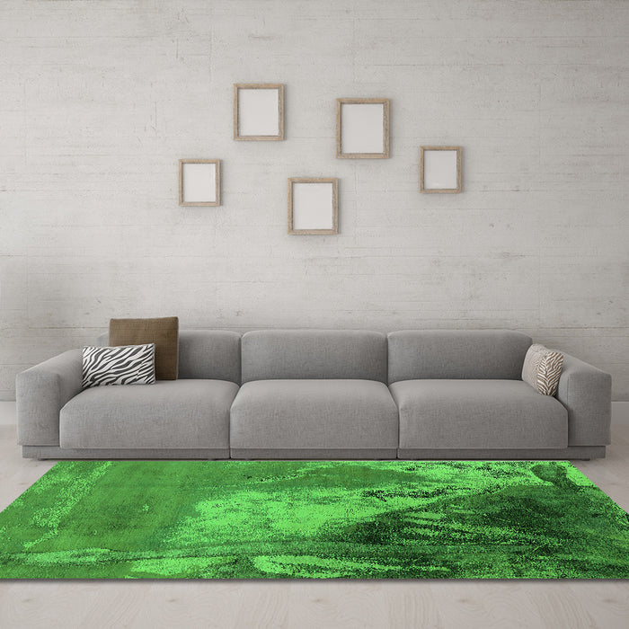 Machine Washable Oriental Green Industrial Area Rugs in a Living Room,, wshurb1458grn