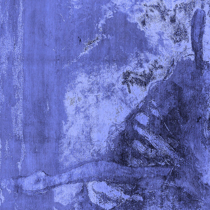 Square Machine Washable Oriental Blue Industrial Rug, wshurb1458blu