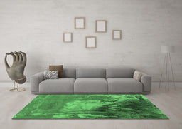 Machine Washable Oriental Emerald Green Industrial Area Rugs in a Living Room,, wshurb1458emgrn