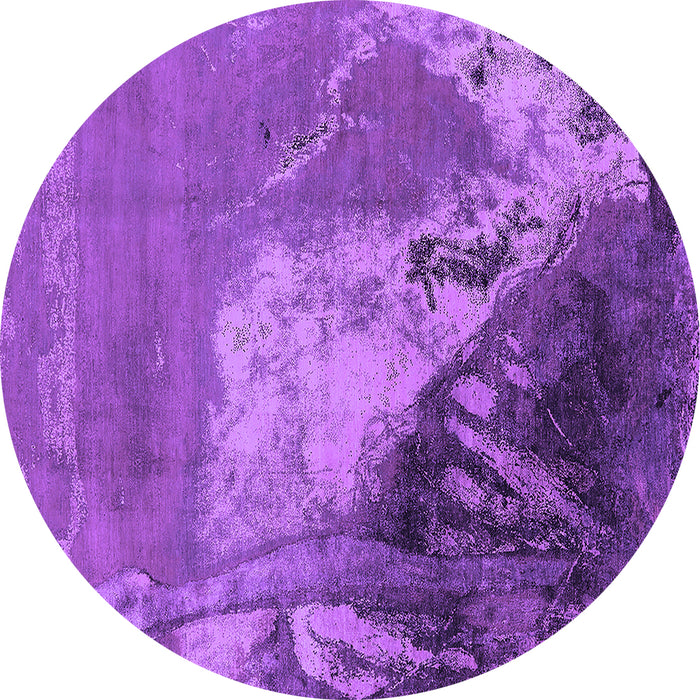 Round Machine Washable Oriental Purple Industrial Area Rugs, wshurb1458pur