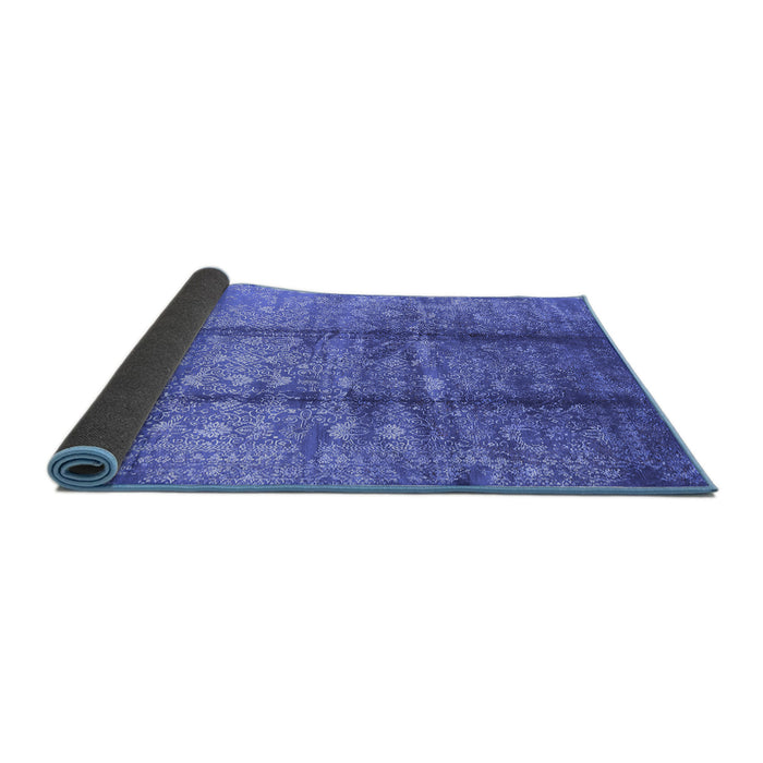 Sideview of Oriental Blue Industrial Rug, urb1459blu