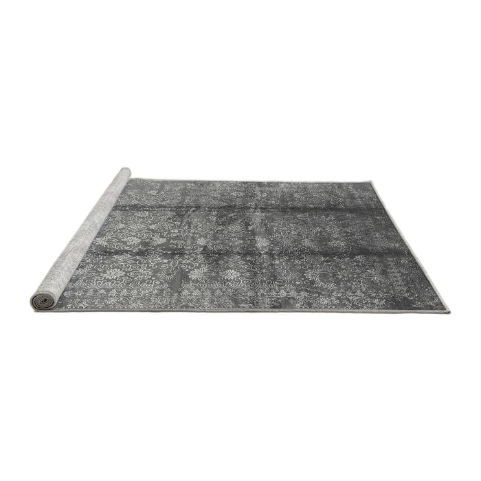 Sideview of Machine Washable Oriental Gray Industrial Rug, wshurb1459gry