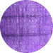 Round Oriental Purple Industrial Rug, urb1459pur