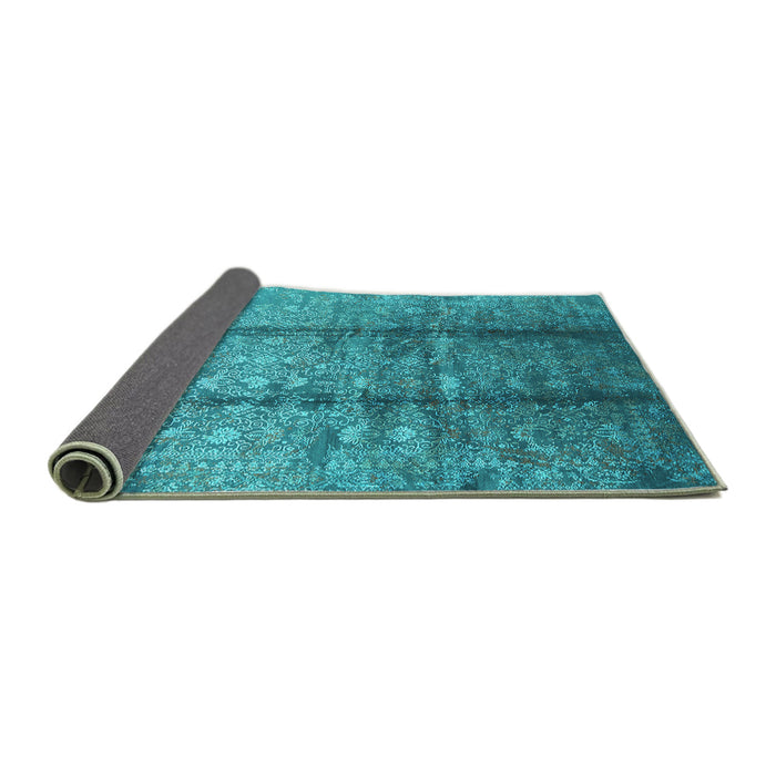 Sideview of Oriental Turquoise Industrial Rug, urb1459turq
