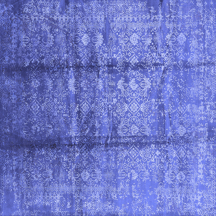 Square Machine Washable Oriental Blue Industrial Rug, wshurb1459blu