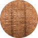 Round Oriental Orange Industrial Rug, urb1459org