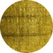 Round Oriental Yellow Industrial Rug, urb1459yw