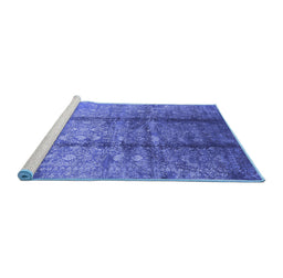 Sideview of Machine Washable Oriental Blue Industrial Rug, wshurb1459blu