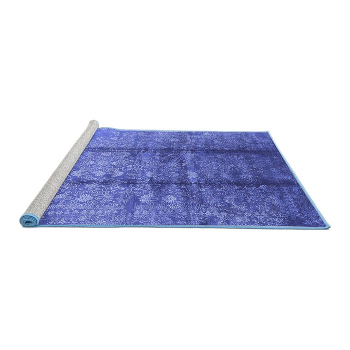 Sideview of Machine Washable Oriental Blue Industrial Rug, wshurb1459blu