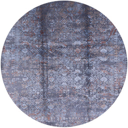 Round Mid-Century Modern Purple Oriental Rug, urb1459