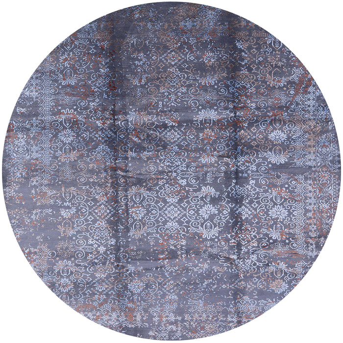 Round Mid-Century Modern Purple Oriental Rug, urb1459