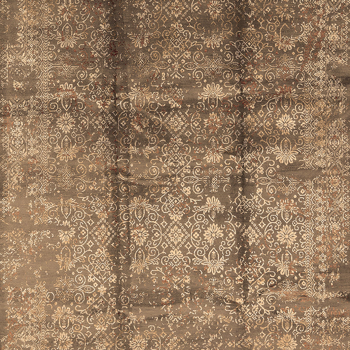 Machine Washable Oriental Brown Industrial Rug, wshurb1459brn