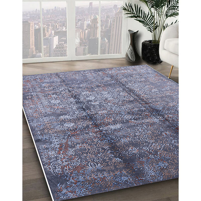 Mid-Century Modern Purple Oriental Rug in Family Room, urb1459