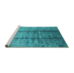 Sideview of Machine Washable Oriental Turquoise Industrial Area Rugs, wshurb1459turq