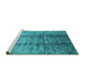 Sideview of Machine Washable Oriental Turquoise Industrial Area Rugs, wshurb1459turq